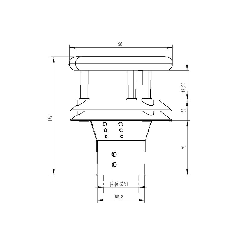Anemómetro ultrasónico Dimensiones del producto